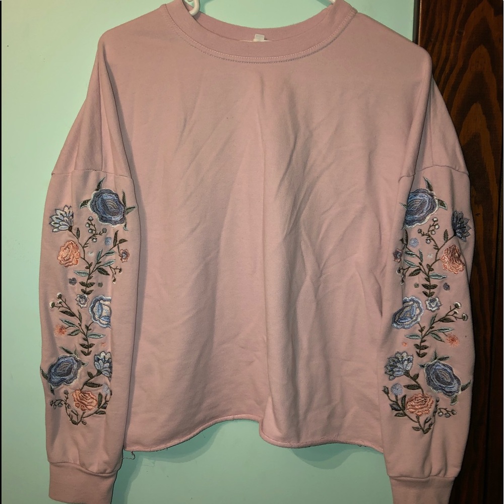 ✌️Last $$💧 Mauve Embroidered Crop Sweatshirt